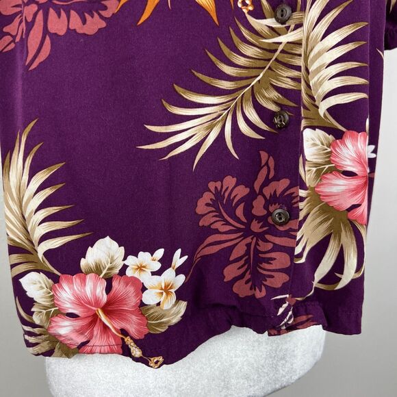 Two Palms Hawaiian Shirt Women Extra Large Purple Tropical Sonic Orchid Cropped - Picture 8 of 12